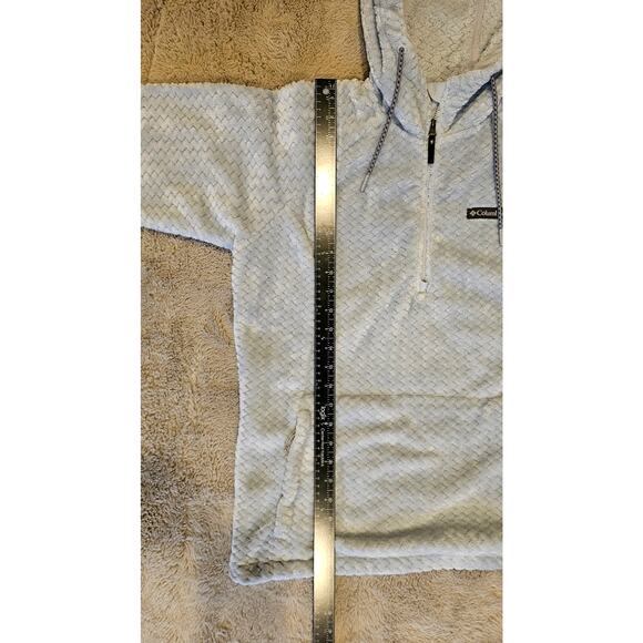 Columbia Ruby Lake Hooded Half Zip Fleece Light Blue Womens Sz M, Pockets - Picture 12 of 13